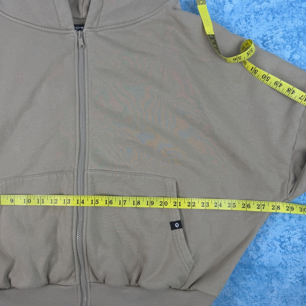 Popflex Hoodie Women's S/M Tan Taupe Full Zip Oversized Cropped Long Sleeve - Picture 9 of 11